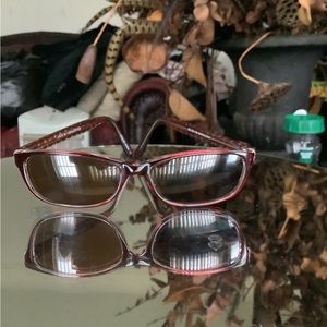 Jolie by Idealoptics burgundy polka dot rectangle eyeglasses